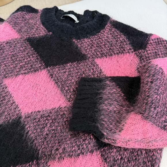 Sandro Pink and Black Diamond Soft mohair-blend knit Sweater - Picture 2 of 8